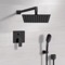 Matte Black Shower Set With Rain Shower Head and Hand Shower